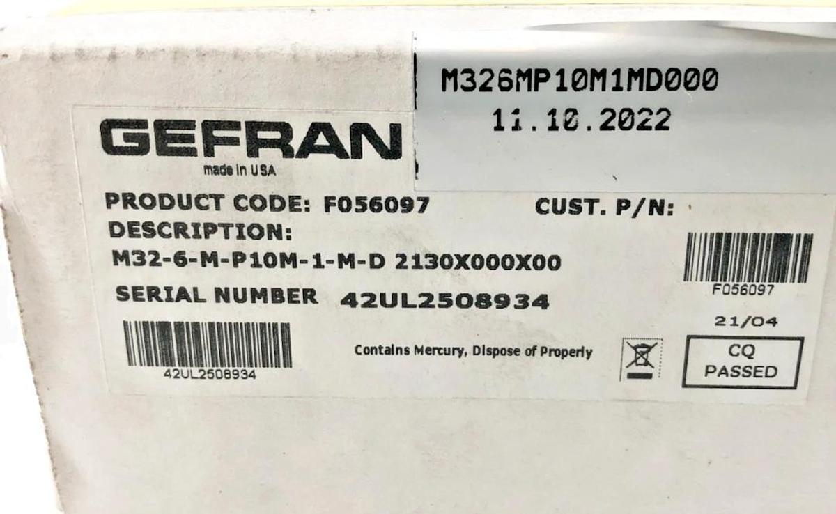New Gefran M32-6-M-P10M-1-M-D High Temp Melt Pressure Transducer 2130X000X00