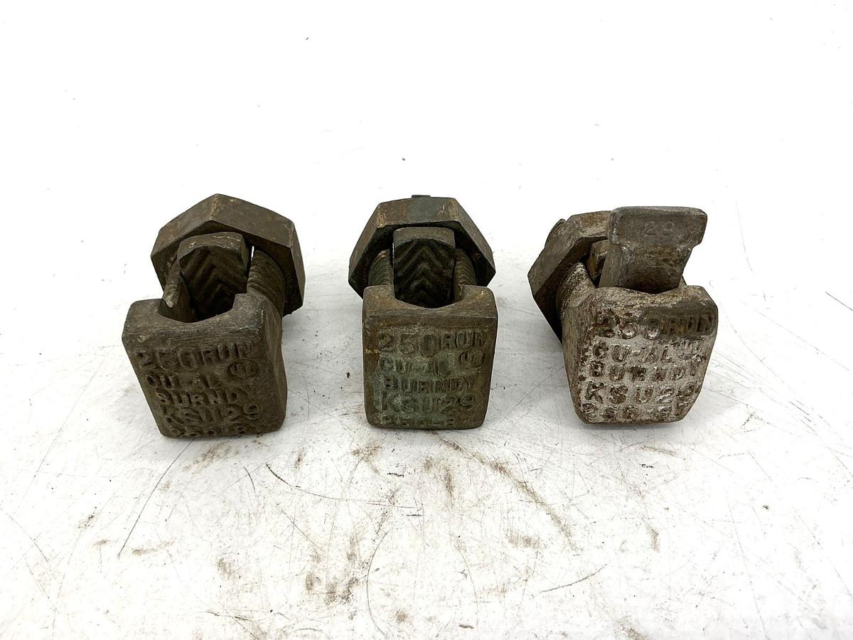Used Lot of 3 Burndy KS29 Split Bolt Connector Copper RUN 250 250-8 TAP KS-29