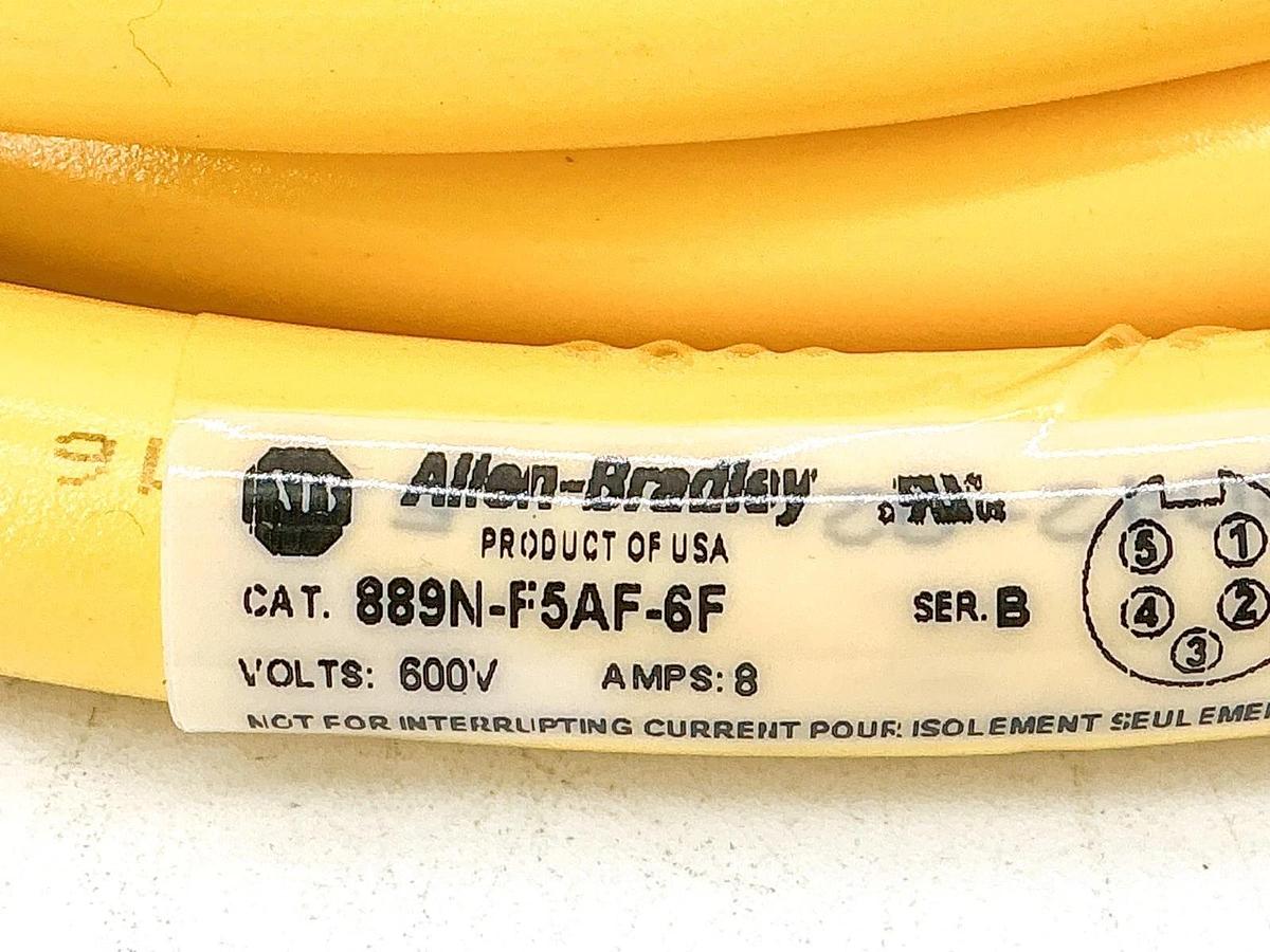 New Allen Bradley 889N-F5AF-6F QD Cordset 5Pin Mini Straight 6' Ser.B