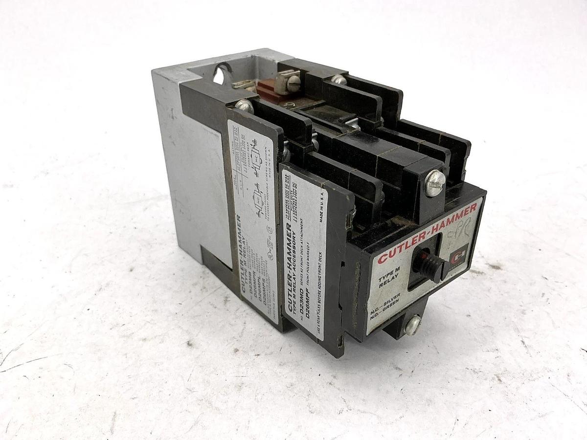 Used Cutler-Hammer D23MB Ser A2 Type M Relay w/ D23MD Accessory 10A 300V