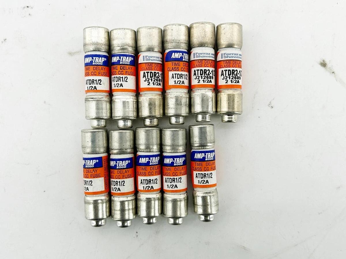New Lot of 11 Ferraz Shawmut ATDR1/2 Time Delay Fuse .5A 600V Class CC