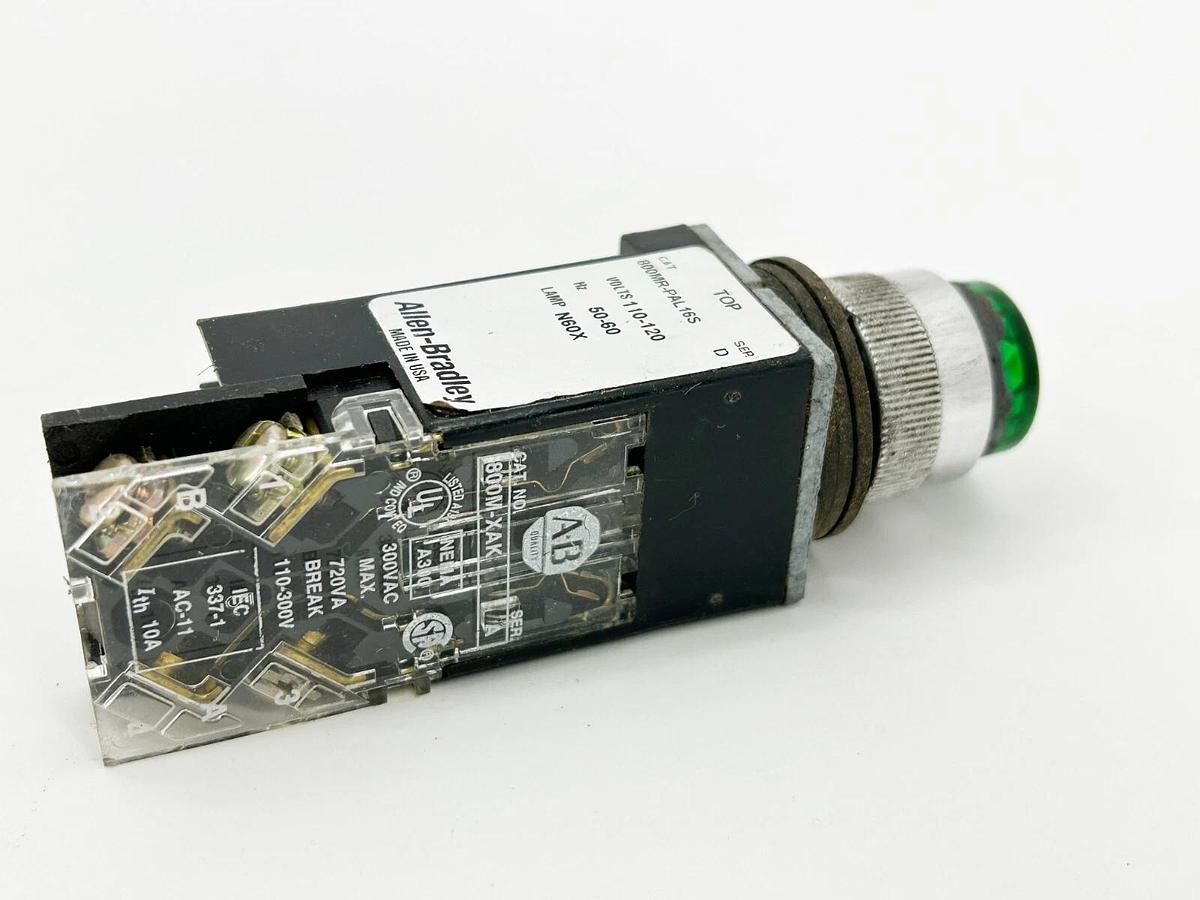 Used Allen Bradley 800MR-PAL16S Push Button Green 22MM 300V 50/60Hz Ser. D