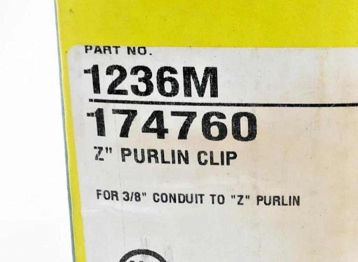 Lot of 18 New Caddy 1236M Purlin Clips 3/8" Conduit To "Z" Purlin - No Box