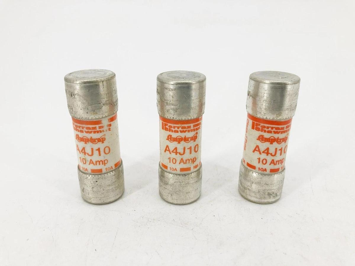 Lot of 3 New Ferraz Shawmut A4J10 Fuse Fast Acting Fuses 10A 600V Class J