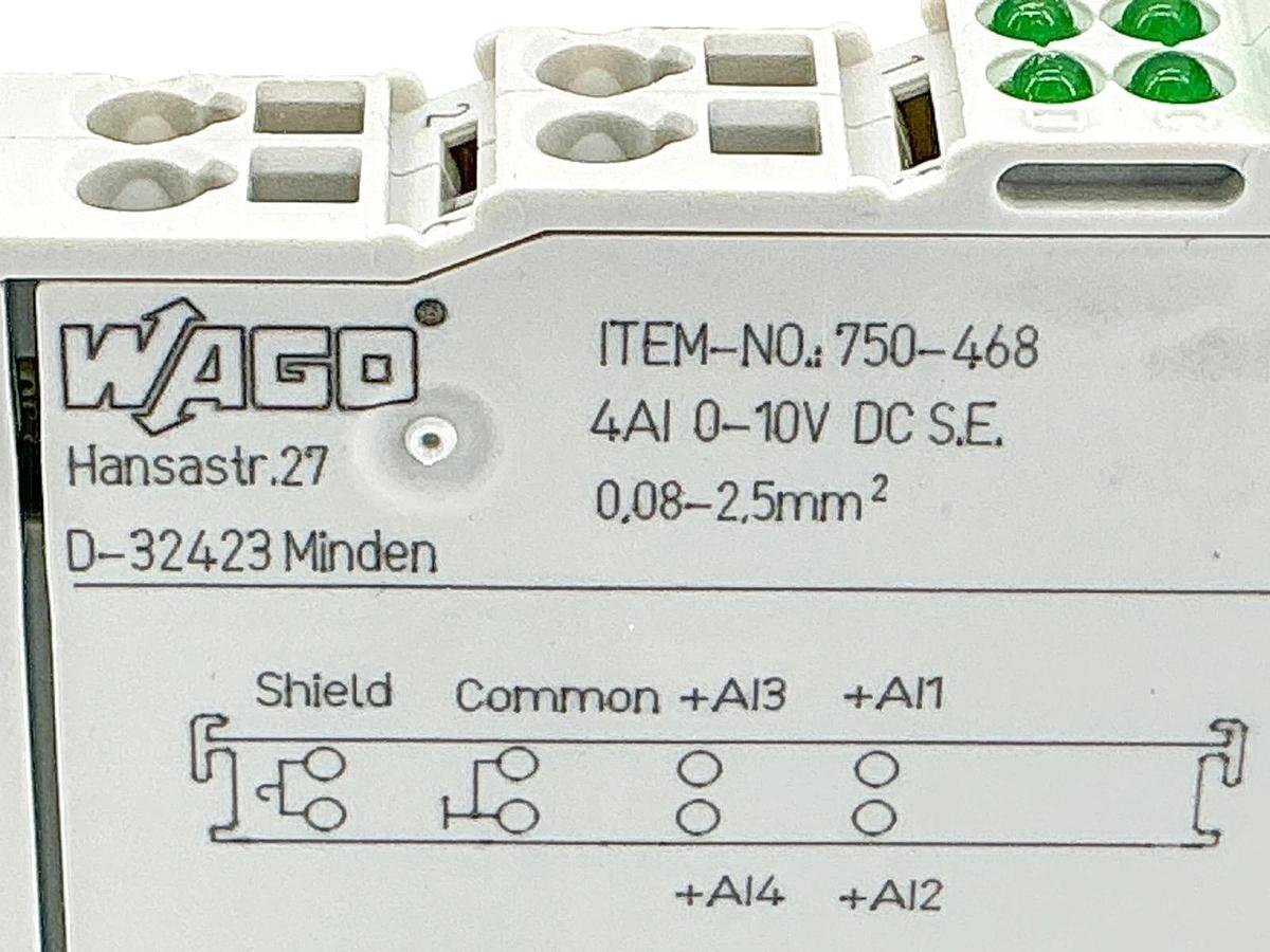 New Wago 750-468 4-Channel Analog Input Module 4AI 0-10VDC 24VDC