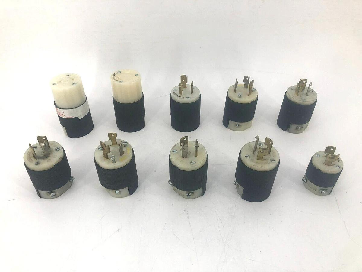 Used Lot of 10 Misc. Hubbell Twist and Lock Plugs and Receptacles  20A 125/250VAC 600