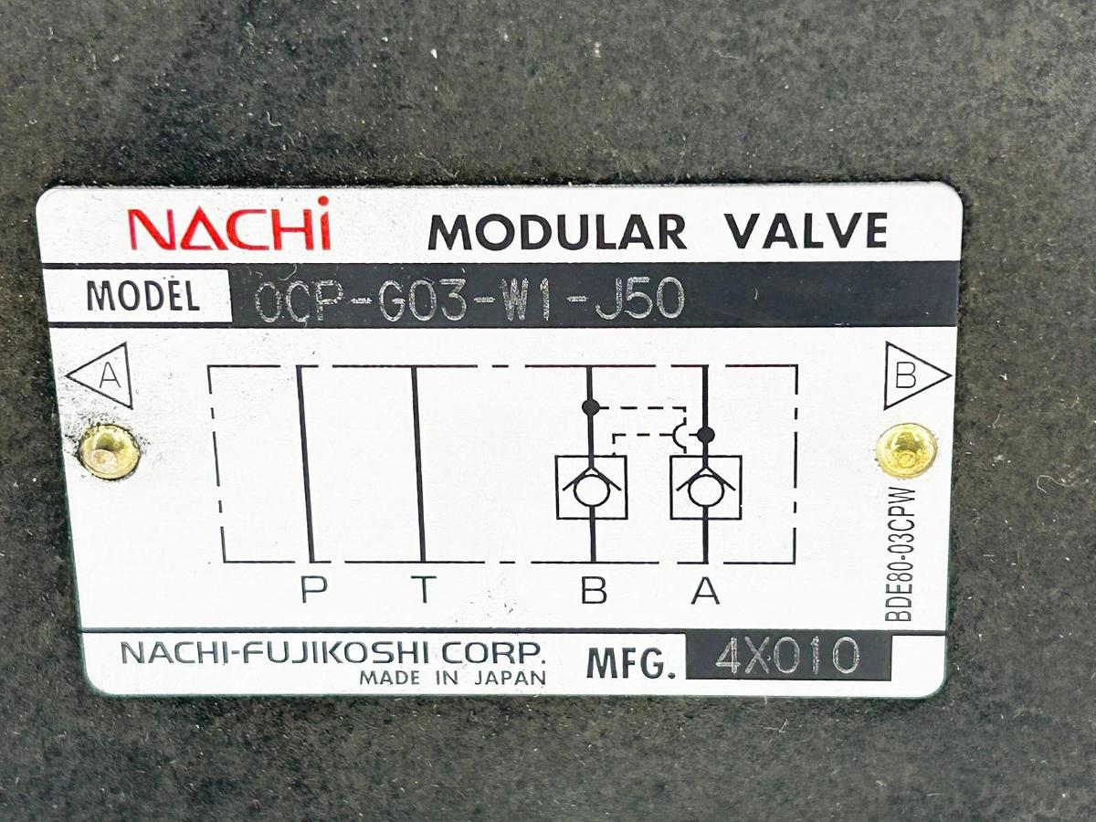 New Nachi OCP-G03-W1-J50 Flow Regulator Modular Valve BDE80-03CPW - No Box