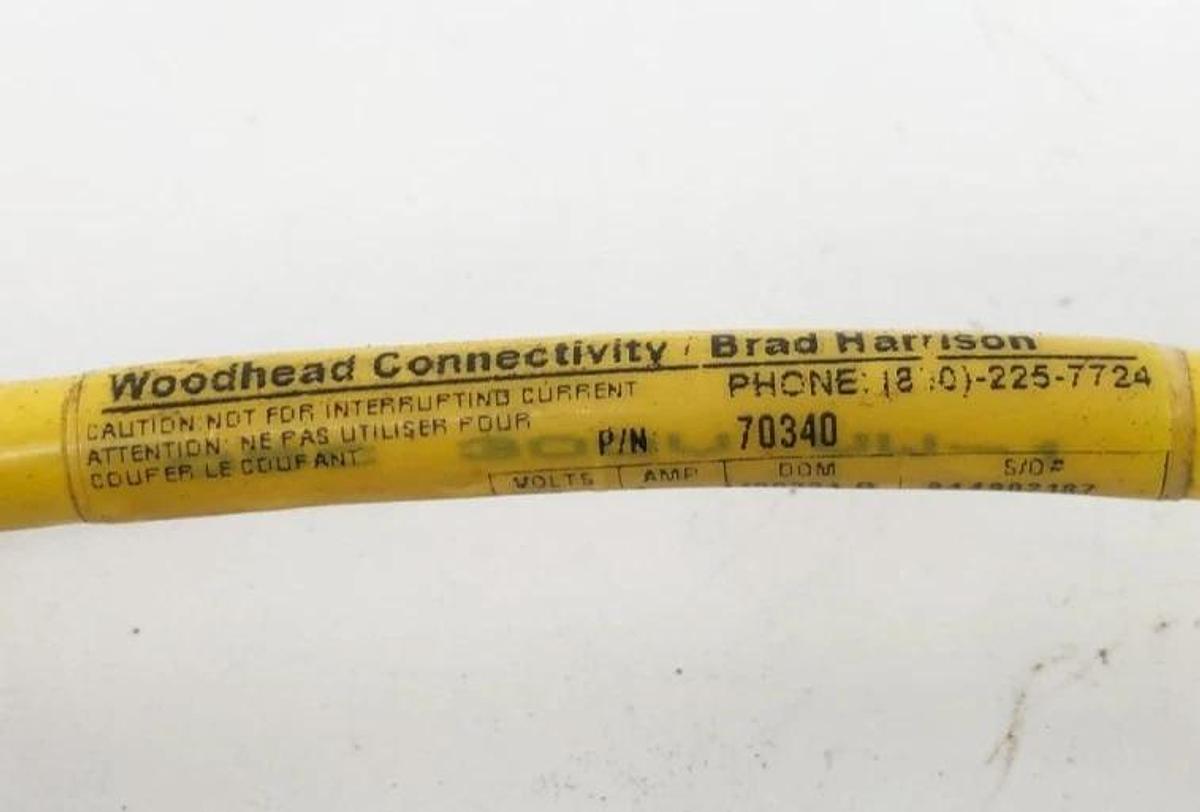New Woodhead 70340 Cordset 3P Straight Male to 90° Female Connector - No Box
