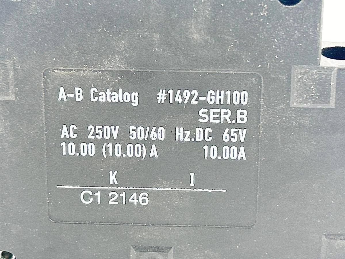 New Lot of 2 Allen Bradley 1492-GH100 Circuit Breaker 10A 1P 125V - No Box
