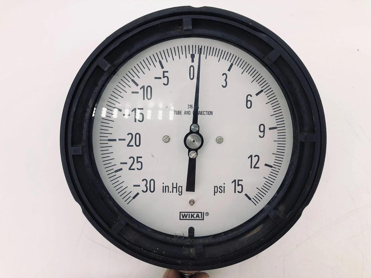 Used WIKA 9834745 Process Gauge 4.5 Dial 1/2 NPT Connection -30 to 15 Psi