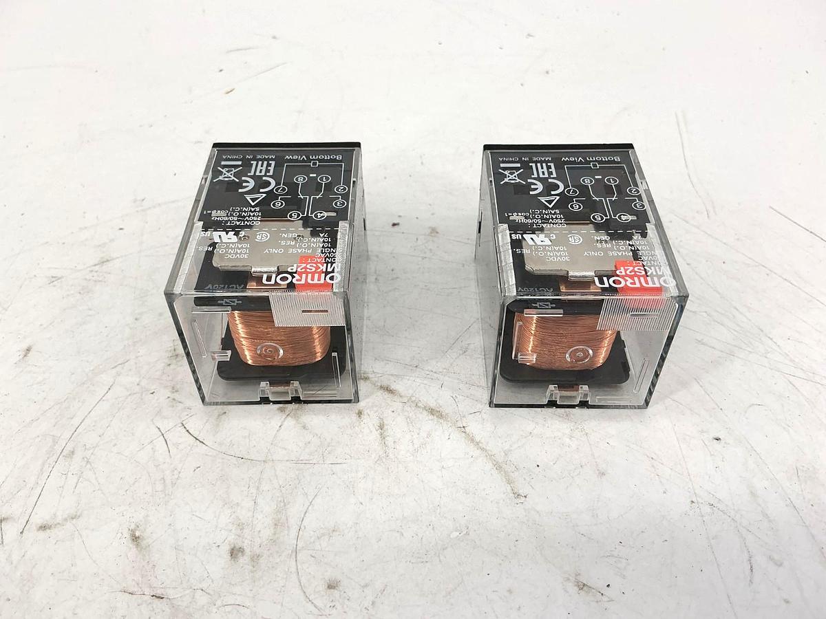 Lot of 2 New OMRON MKS2P-AC250 Relay 8-Pin 10A 250VAC 50/60HZ MKS2P