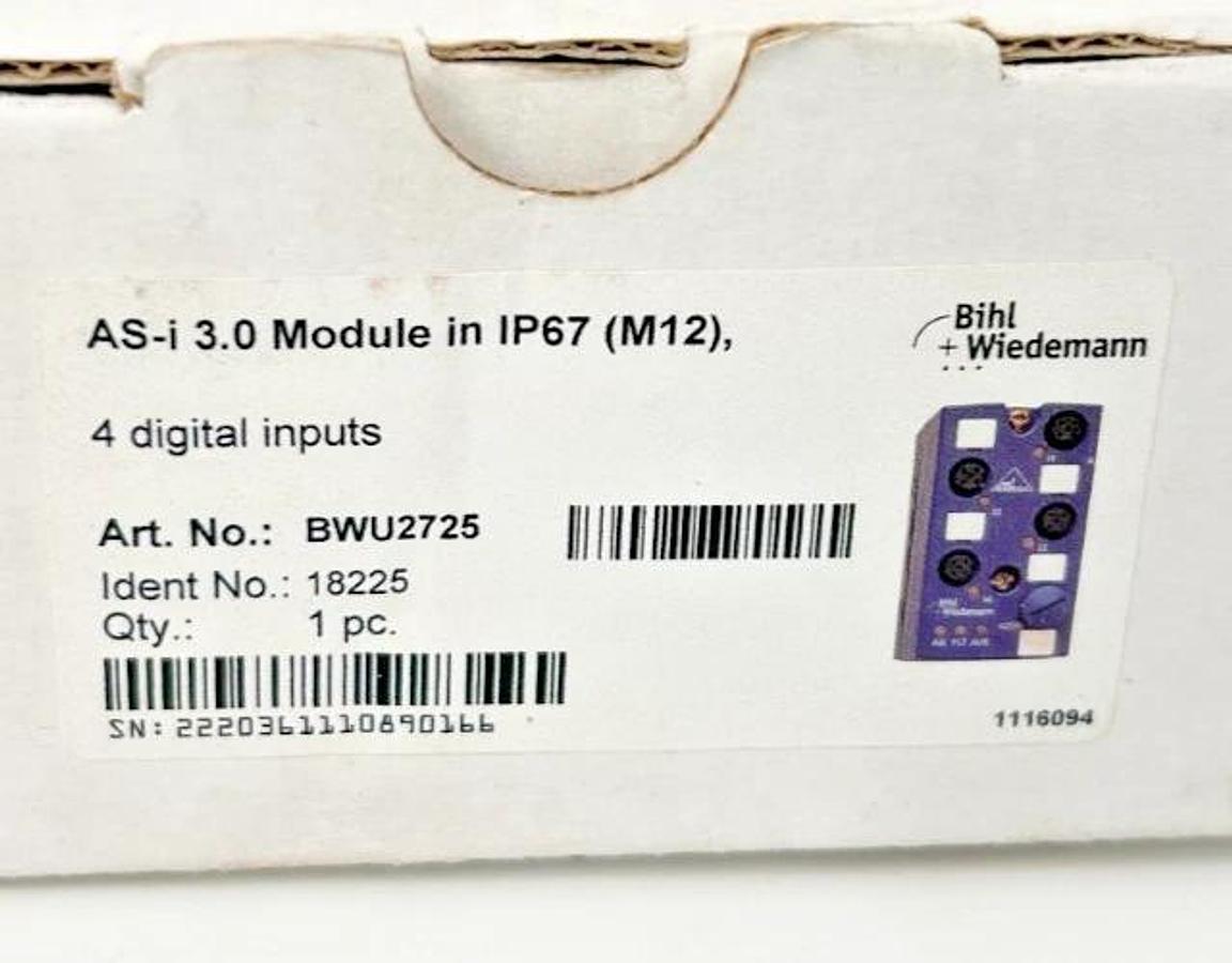 New Bihl+Wiedemann BWU2725 AS-i 3.0 Module in IP67 (M12) 4 Digital Inputs 18255