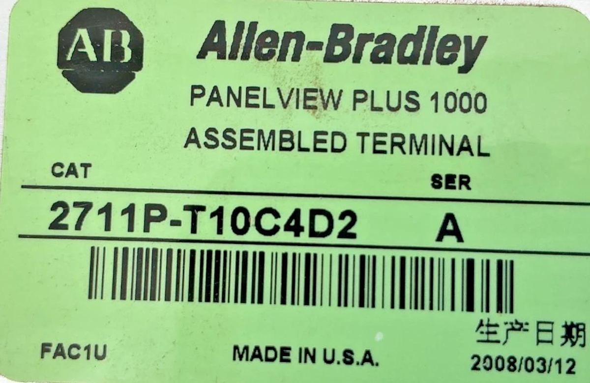 Used Allen Bradley 2711P-T10C4D2 Ser A Panelview Plus 1000 Assem Term 24VDC