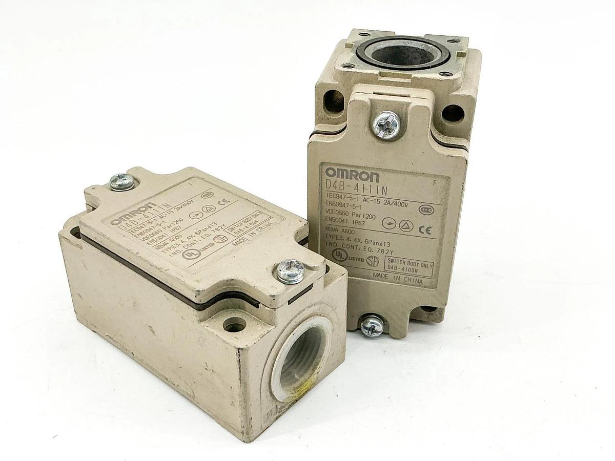Used Lot of 2 Omron D4B-4100N Limit Switch Body 400V 2A