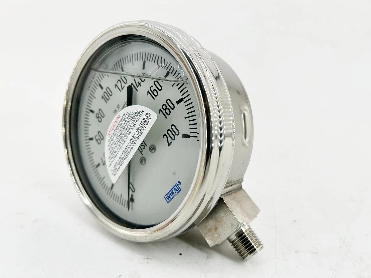 New Wika 9832399 Pressure Gauge 4" Dial 1/4" Thread 0-200PSI 316 SS