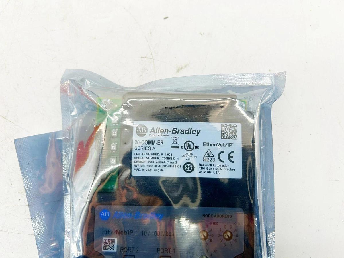 New Allen Bradley 20-COMM-ER Series A EtherNet/ IP Adapter Dual-Port SMC/ Powerf