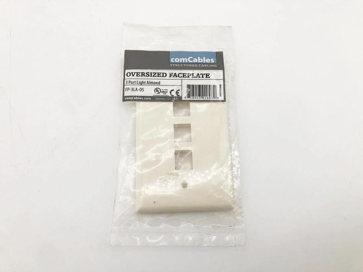 Lot of 35 New comCables FP-3LA-OS Oversized Faced Plates 3-Port Light Almond