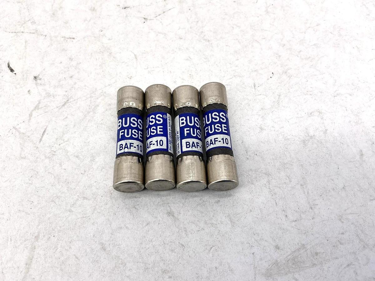 Lot of 4 New Bussmann BAF-10 Buss Fuse 10A 250V