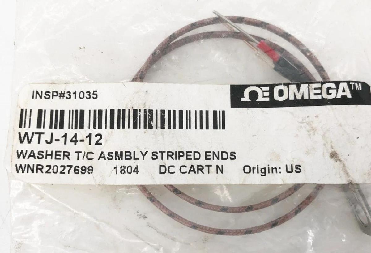 Lot of 2 New Omega WTJ-14-12 Washer Thermocouple Assembly Striped Ends