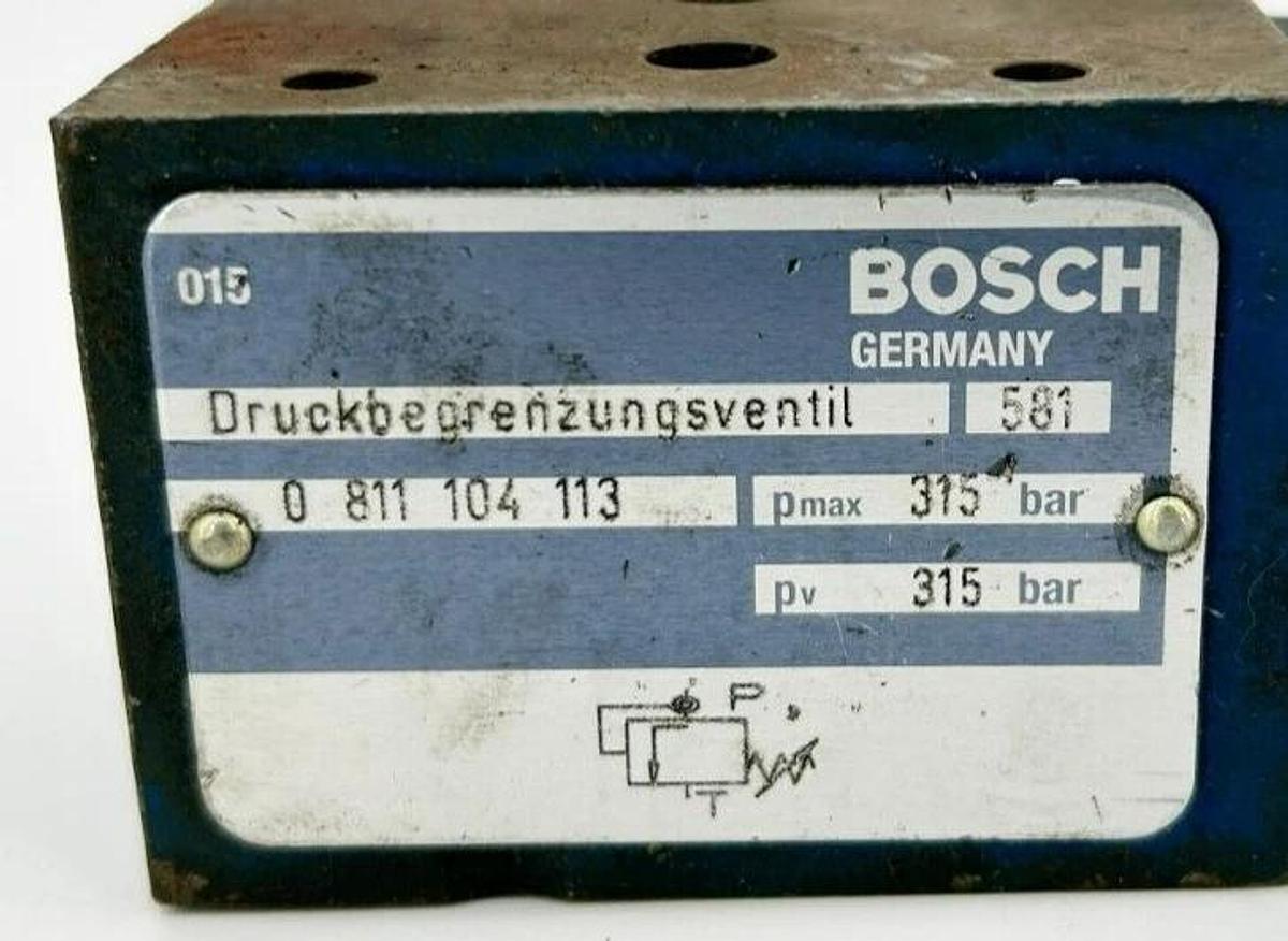 Used Bosch 0-811-104-113 Pressure Relief Valve, 315 bar, 0811104113