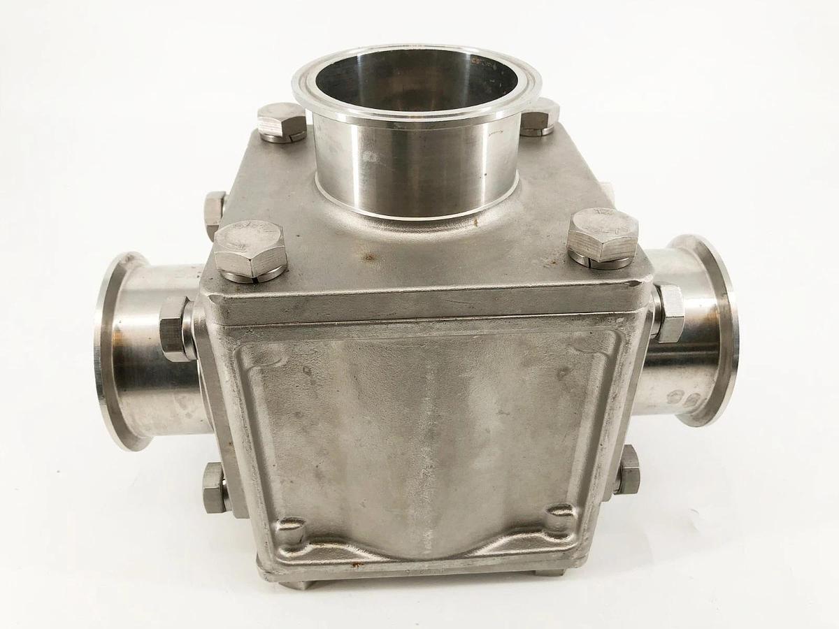 Used Haitima 3" CF8M 1000WOG Ball Valve 3-Way Stainless Steel