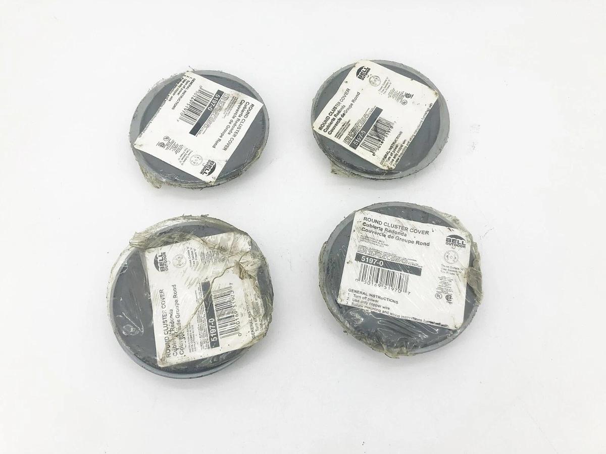Lot of 4 New Bell 5197-0 Weatherproof Round Cluster Covers 3 Outlets 1/2"