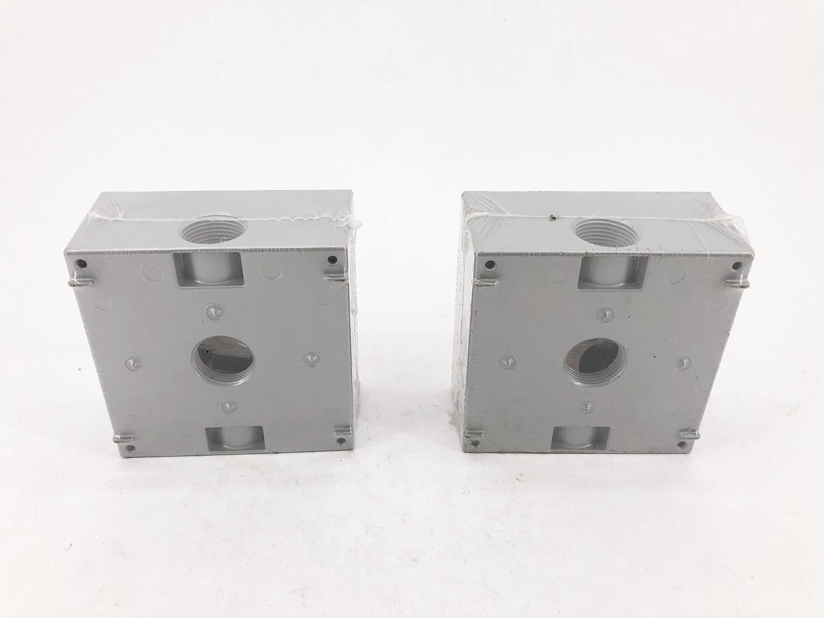 Lot of 2 New Bell 5342-0 Weatherproof Electrical Boxes 2-Gang 32 Cu. In. 3/4"