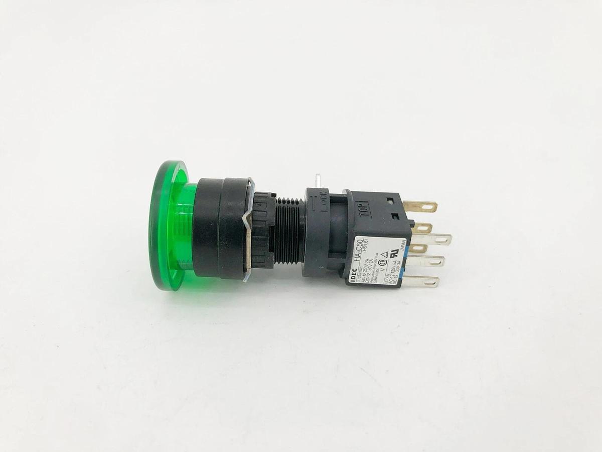 New IDEC HA1L-M3C54-G Green Oversized Illuminated Pushbutton 30mm 1NO 1NC