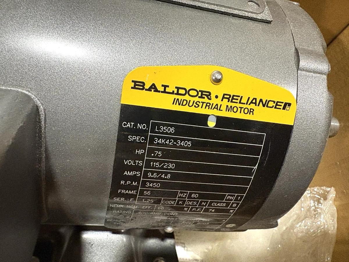 New Baldor L3506 3/4HP TEFC Motor 115/230V Single Phase 3450RPM 56 Frame