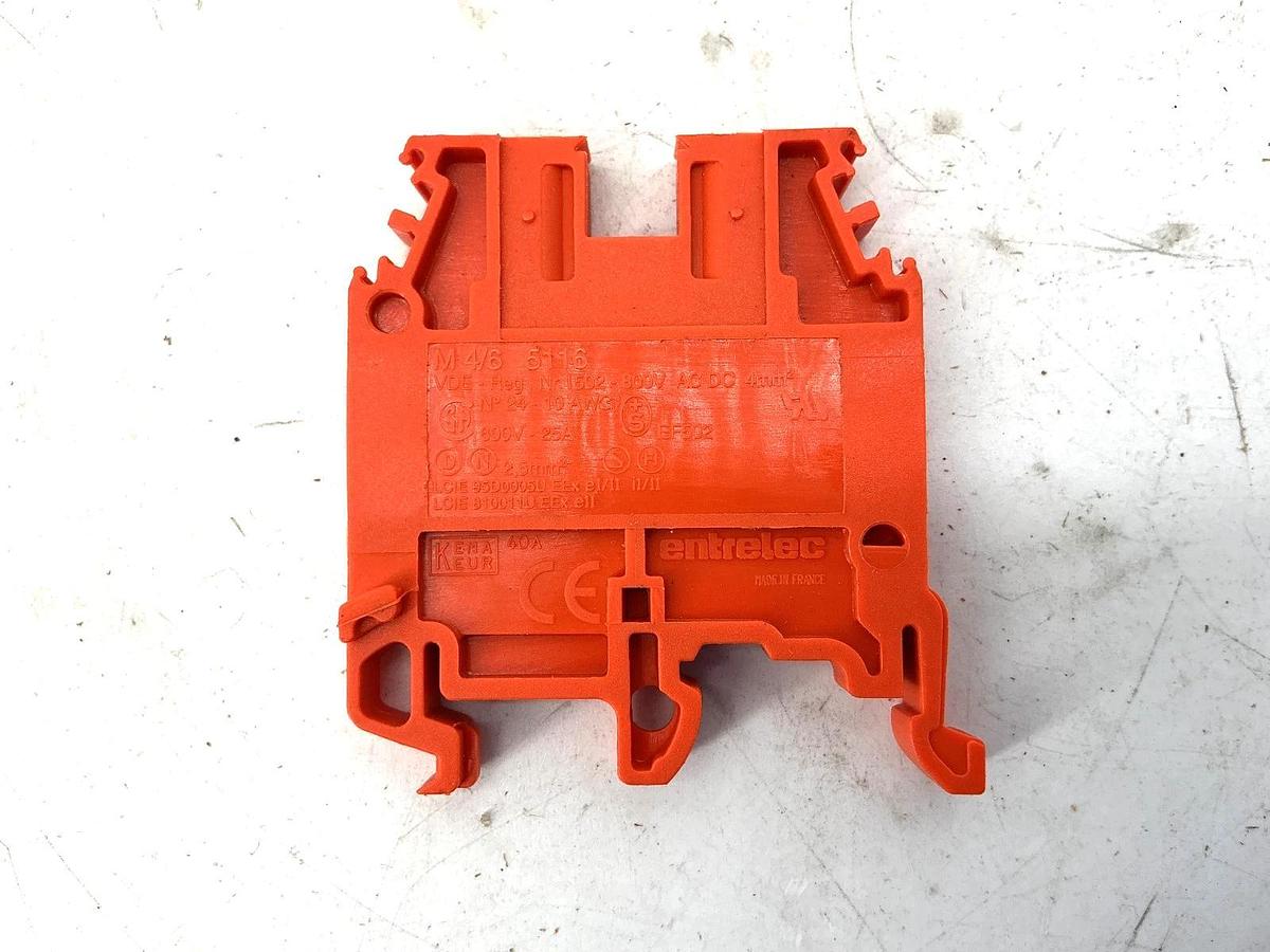 Used Lot of 36 ABB Entrelec M4/6-5116-ORANGE Terminal Block 10AWG 25A 600V M4/6-5116