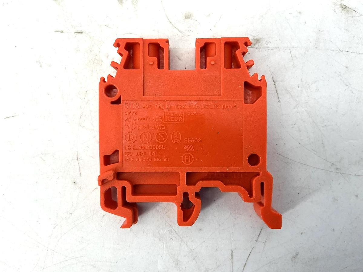 Used Lot of 24 ABB Entrelec 5118-M6/8-ORANGE Terminal Block 8AWG 50A 600V 5118-M6/8