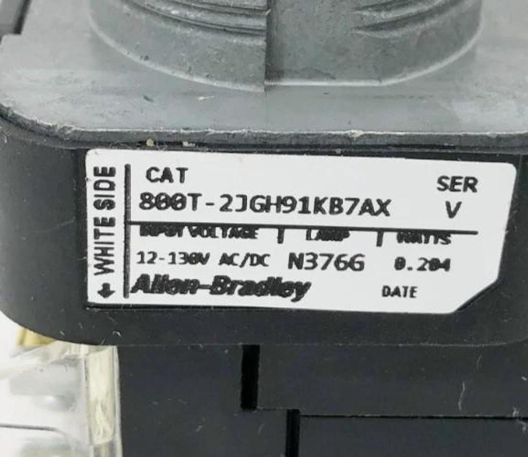 New Allen-Bradley 800T-2JGH91KB7AX Green Illuminated Pushbutton 12-130VAC/DC