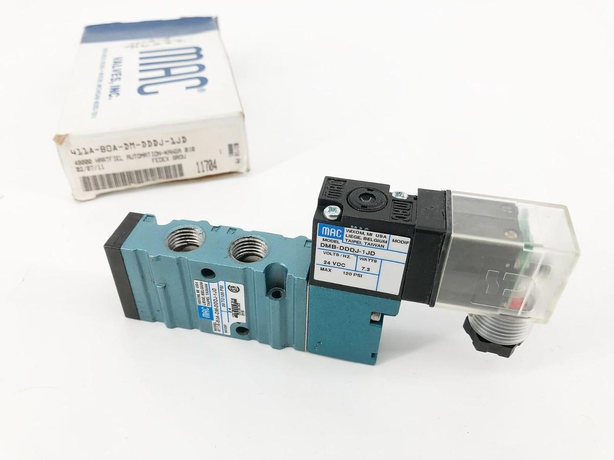 New MAC Valves 411A-B0A-DM-DDDJ-1JD Solenoid Valve 24VDC 7.3W 2-120psi