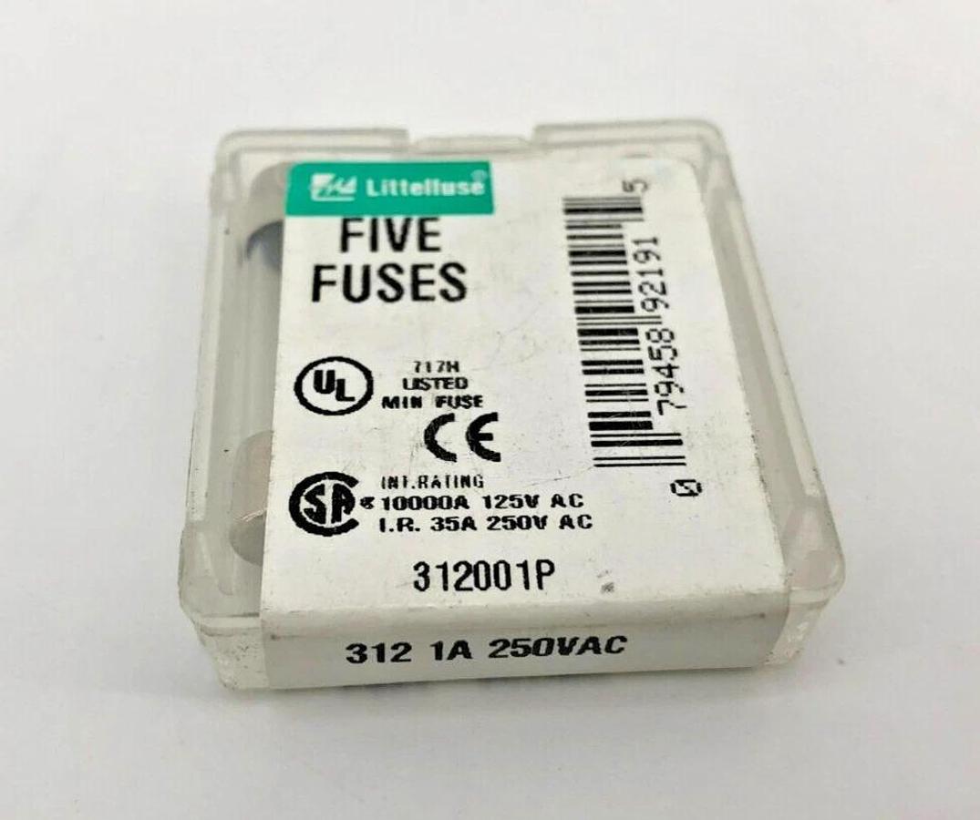 Lot of 10 New Littelfuse 312001P Fuses, 1A, 250VAC