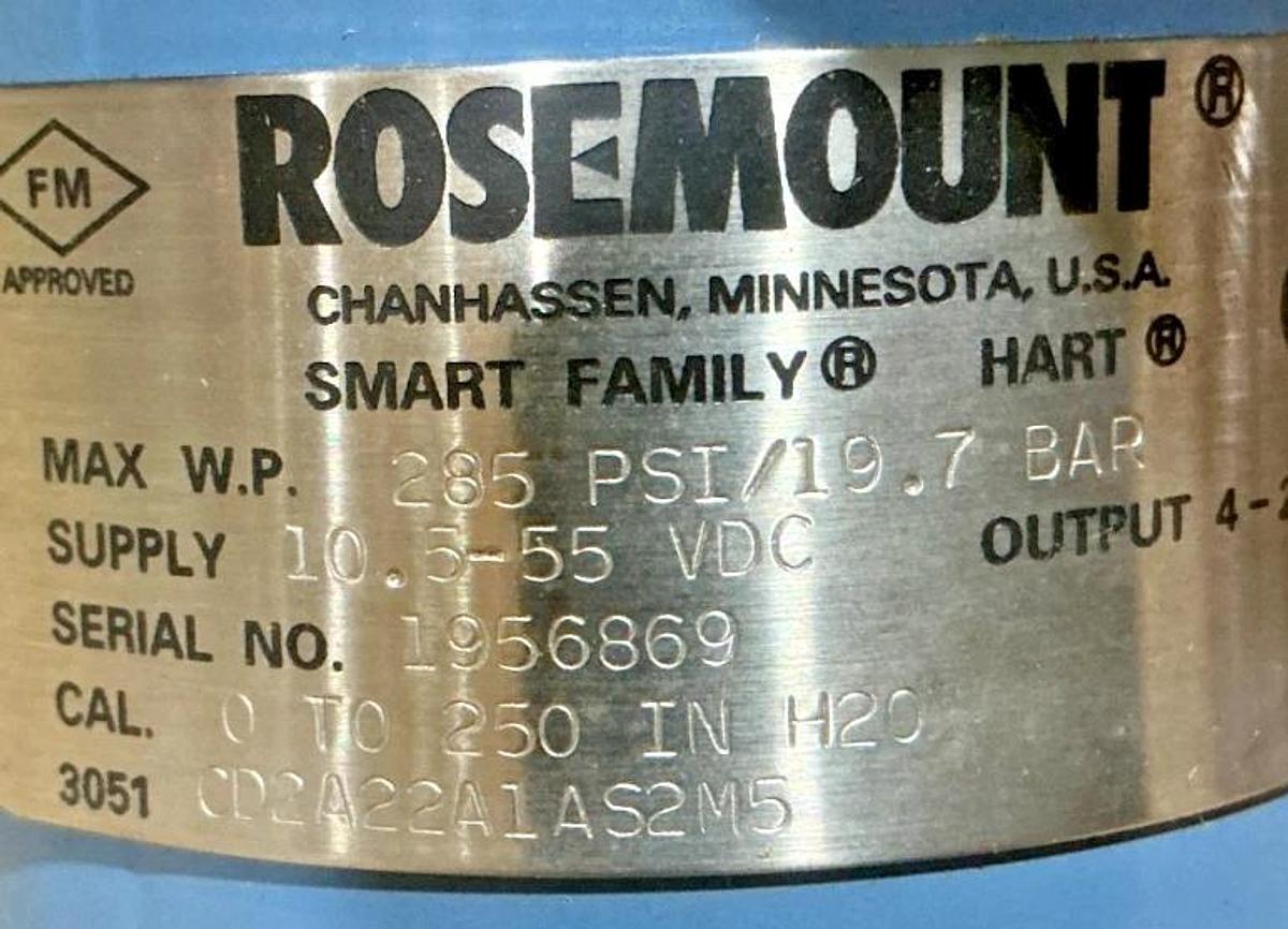 New Rosemount 3051CD2A22A1AS2M5 Pressure Transmitter 285PSI 10.5-55VDC No Box