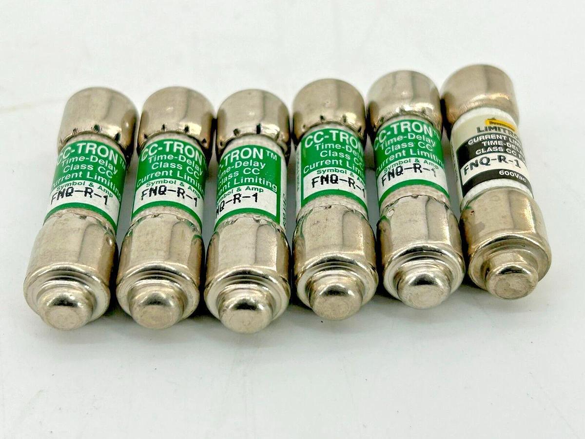 New Lot of 6 Bussmann FNQ-R-1 Time Delay Fuse 1A 600V
