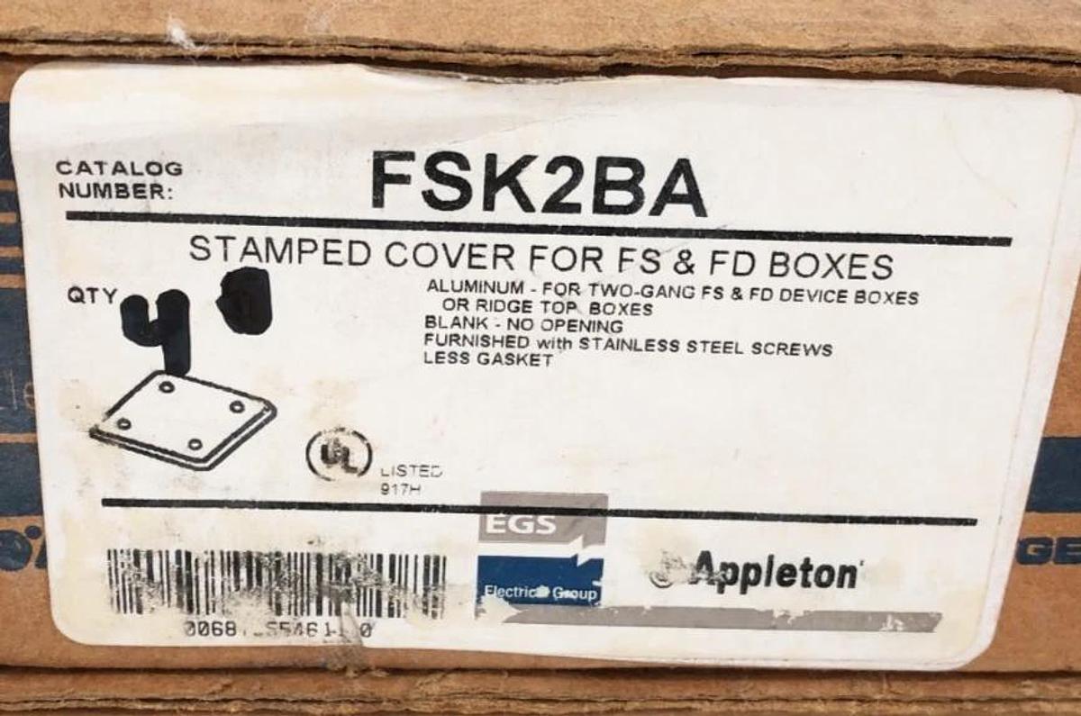 Lot of 8 New Appleton FSK2BA Stamped Covers for FS & FD Boxes