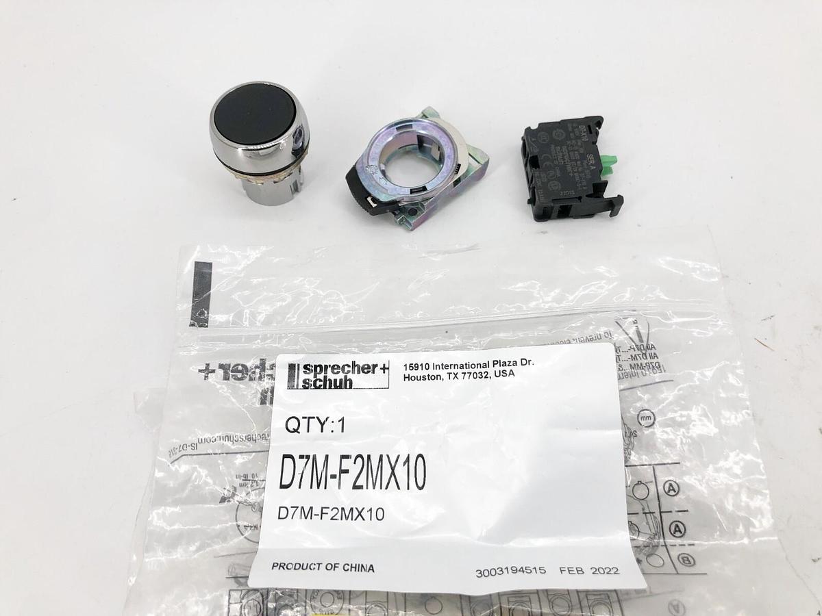 New Sprecher + Schuh D7M-F2MX10 Black Pushbutton Momentary 22mm