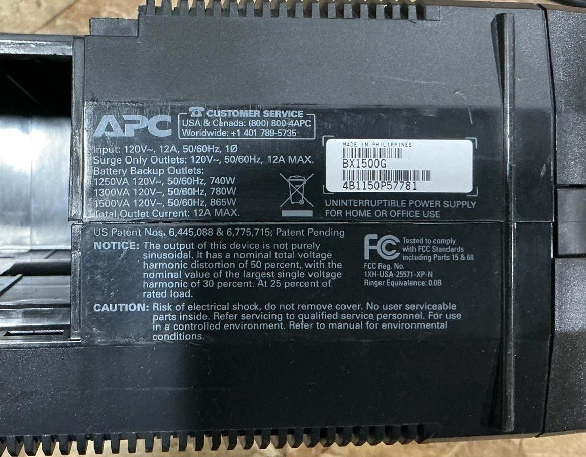 Used APC BX1500G Uninterruptible Power Supply 12A 120V 50/60HZ MISSING BATTERY