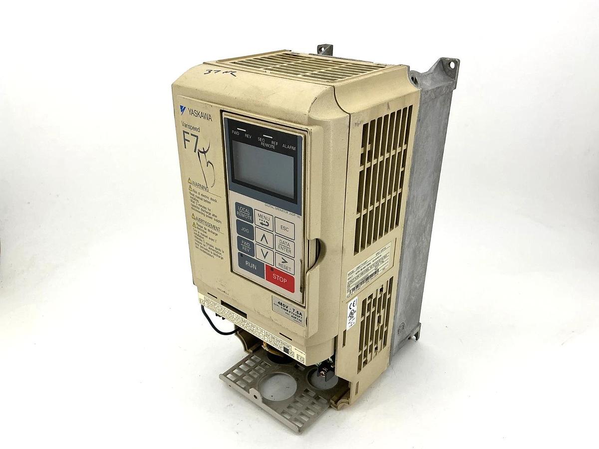 Used Yaskawa CIMR-F7U43P7 Varispeed AC Inverter Drive 3PH 7.6A 380-480VAC 50/60HZ