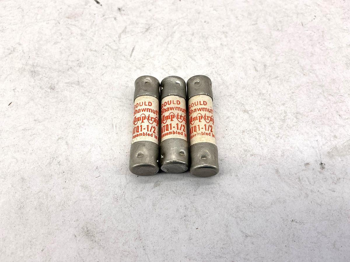 Lot of 3 New Gould Shawmut ATQ1-1/2 Amp-Trap Time-Delay Fuse 1-1/2A 500V