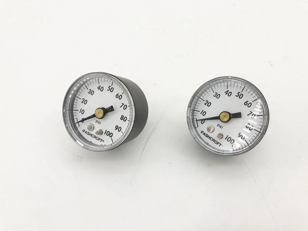 Lot of 2 New Ashcroft 15W1005PH 01B 100# Pressure Gauges 1-1/2" 0-100psi