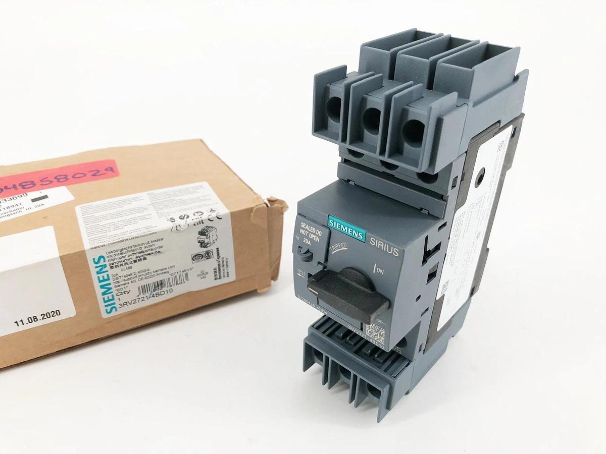 New Siemens 3RV2721-4BD10 Circuit Breaker 20A Size S0 UL489