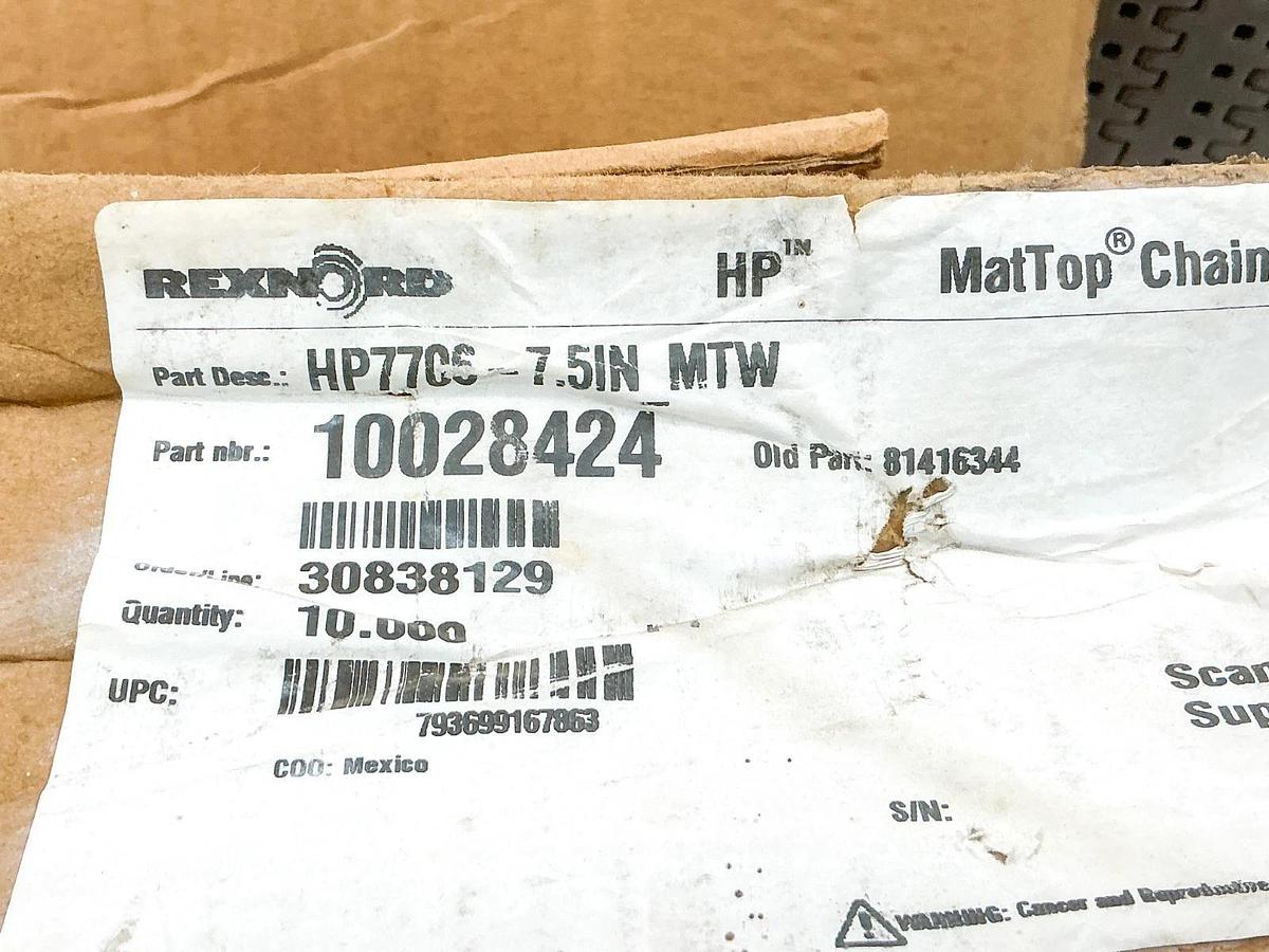 New Rexnord HP7706-7.5IN_MTW MatTop Chain 10FT 10028424 81416344 - No Box