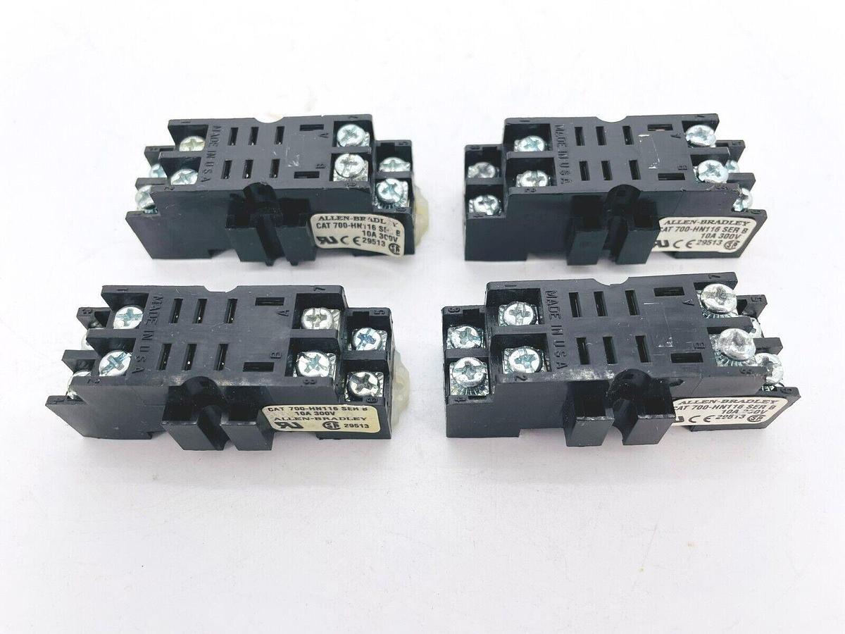 Used Lot of 4 Allen Bradley 700-HN116 8-Blade Socket for 700-HF Relays
