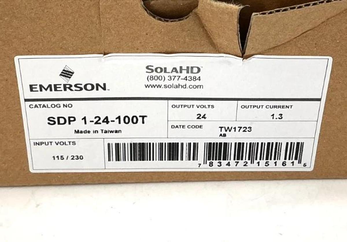 New Emerson Sola SDP-1-24-100T Power Supply 1.3A 24VDC 115/230VAC