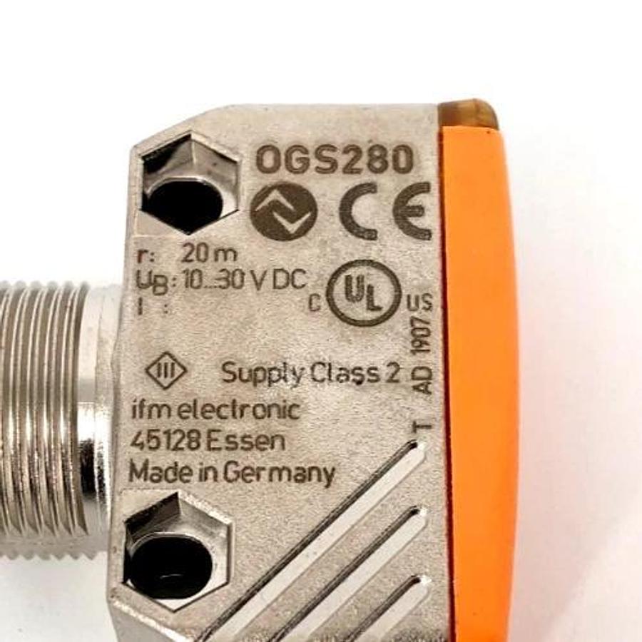 New IFM OGS280 Sensor Transmitter 10-30VDC M12 Right Angle - No Box