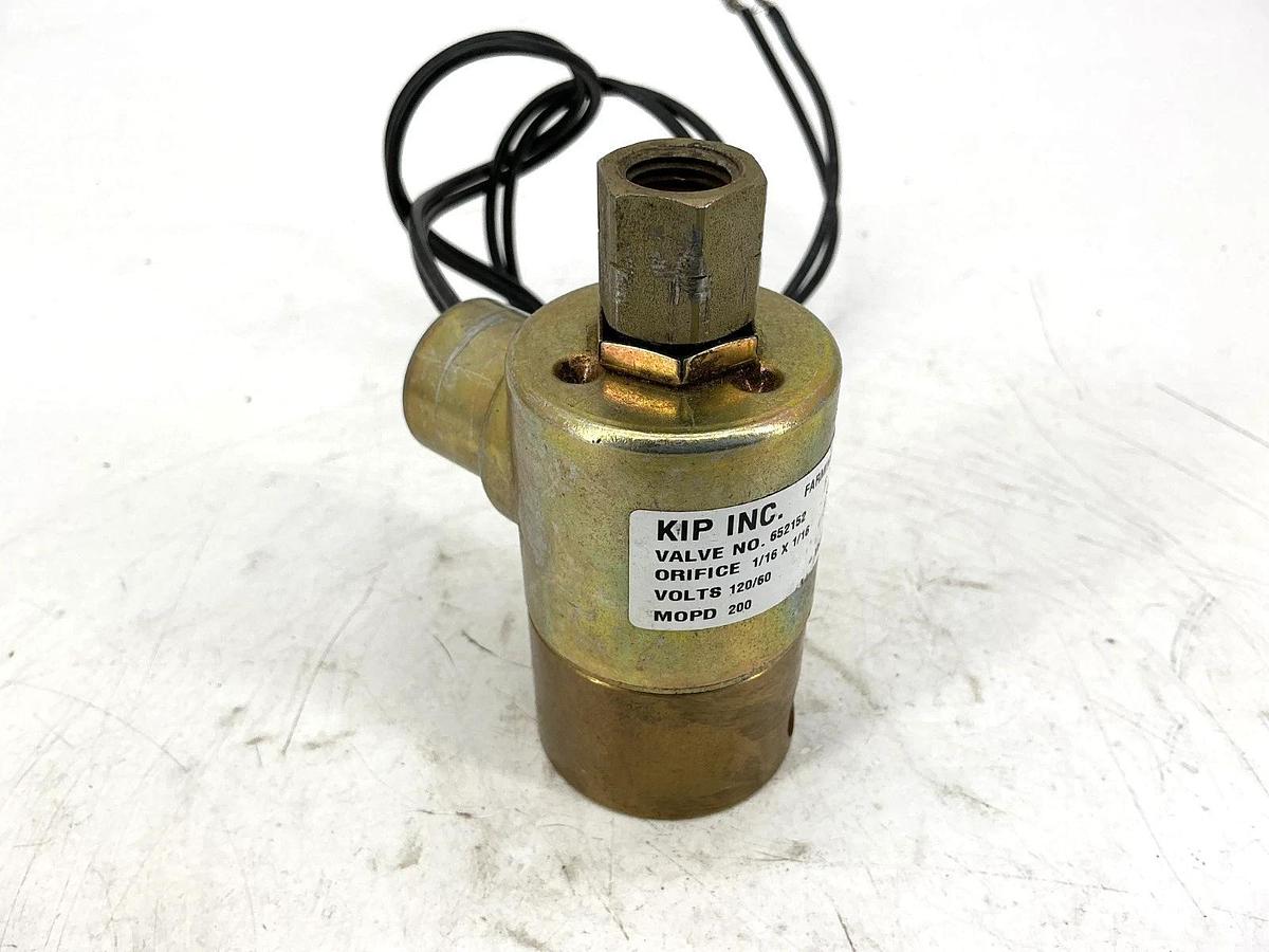 Used KIP Inc 652152 Solenoid Valve ORIFICE 1/16 X 1/16 MOPD 200 10Watts 120VAC 60HZ