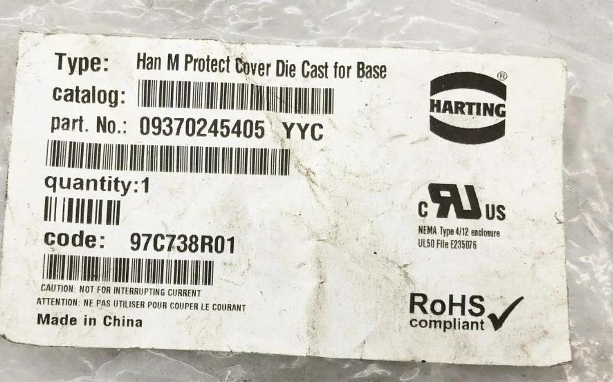 New Harting 09370245405 Han M Protective Cover Die Cast for Base