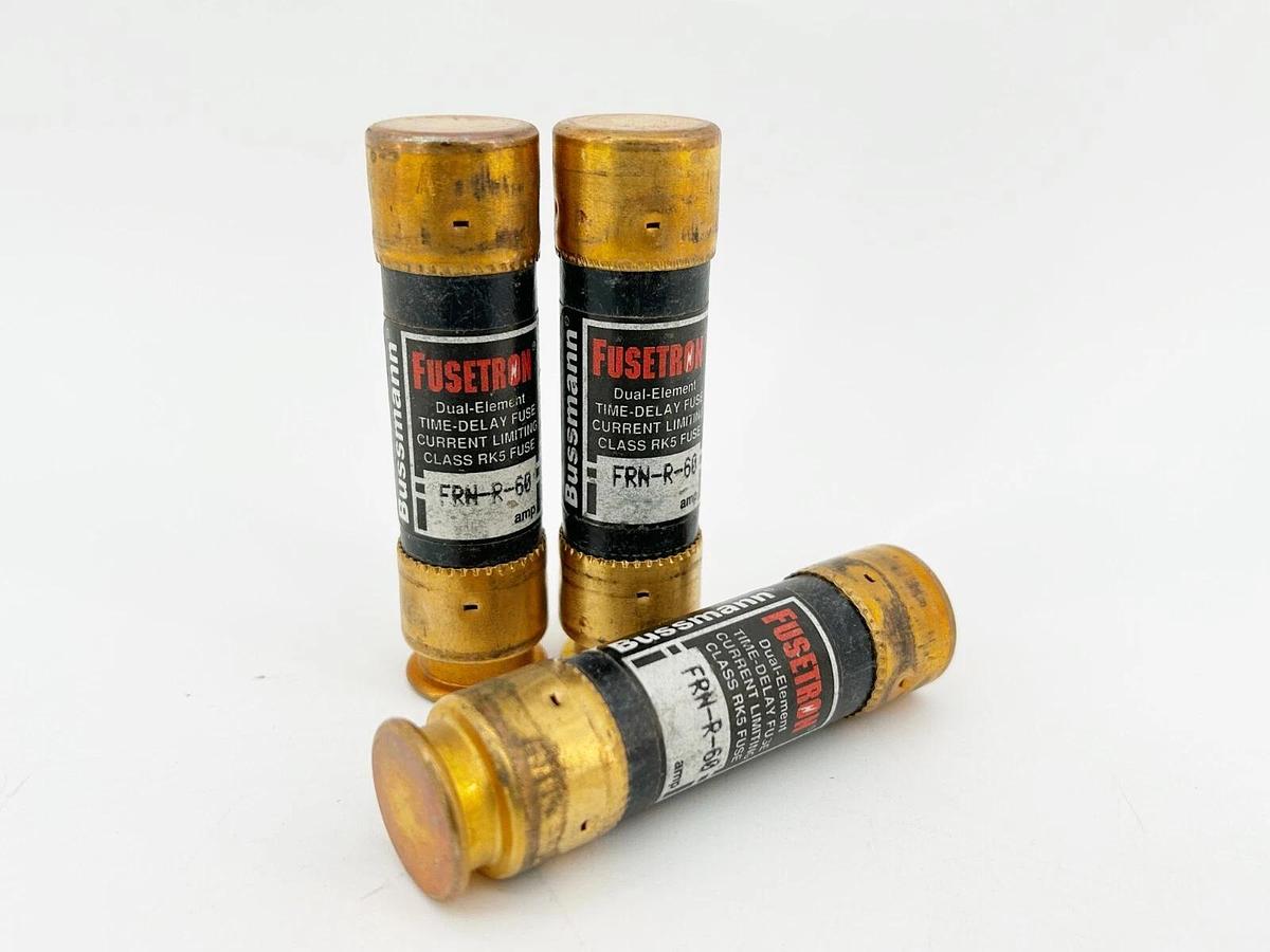 New Lot of 3 Bussmann FRN-R-60 Dual Element Time Delay Fuse 60A 250V Class RK5